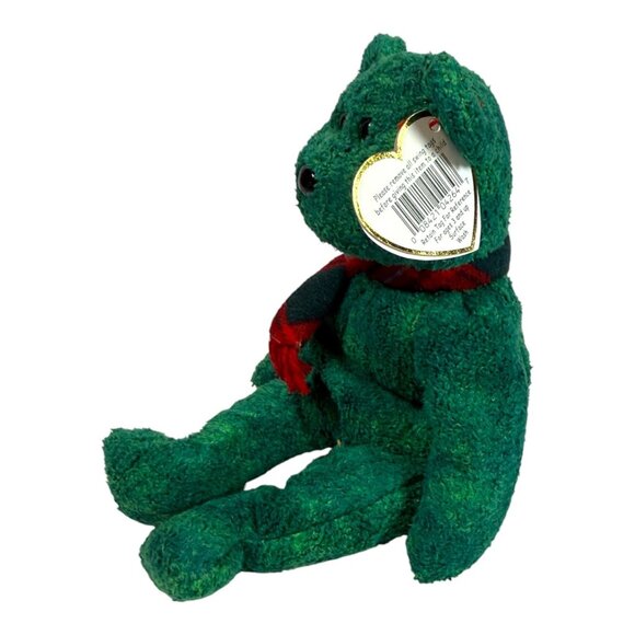 Ty Beanie Baby Wallace The Green Bear Plush Toy With Plaid Scarf Vintage 1999 - Picture 2 of 8